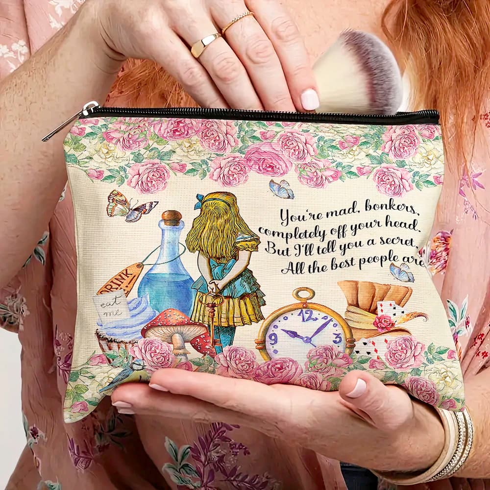 Borsa per cosmetici per ragazza cartone animato Borsa per trucco Doppia stampa Borsa da donna per damigella d'onore Borsa da viaggio per signora Portafoglio per lavaggio WC