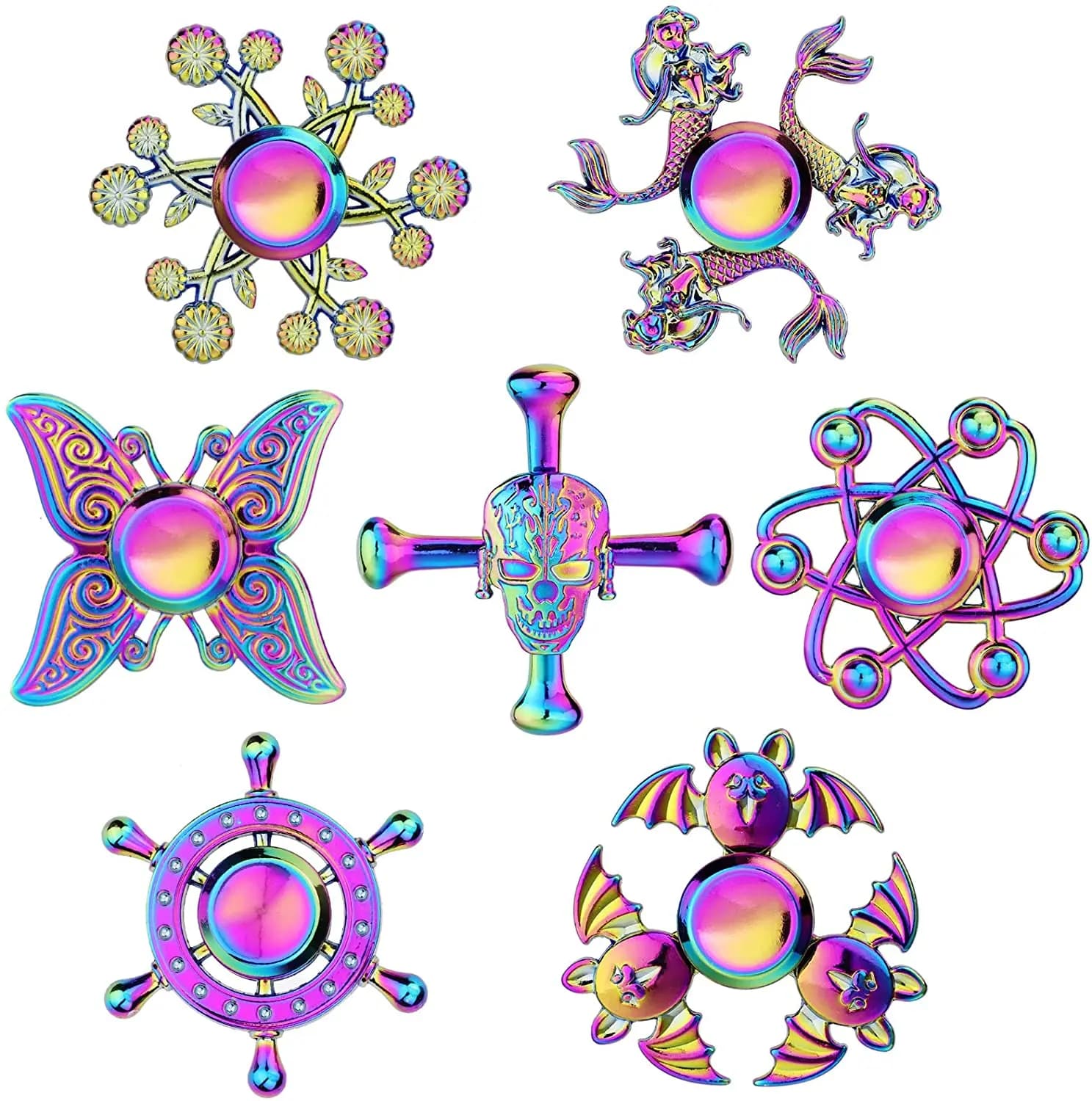 Arcobaleno Metallo Fidget Spinner Giocattoli Cuscinetto in acciaio inossidabile Ad alta velocità Alleviare lo stress Spinner ADHD Ansia Giocattoli per bambini adulti