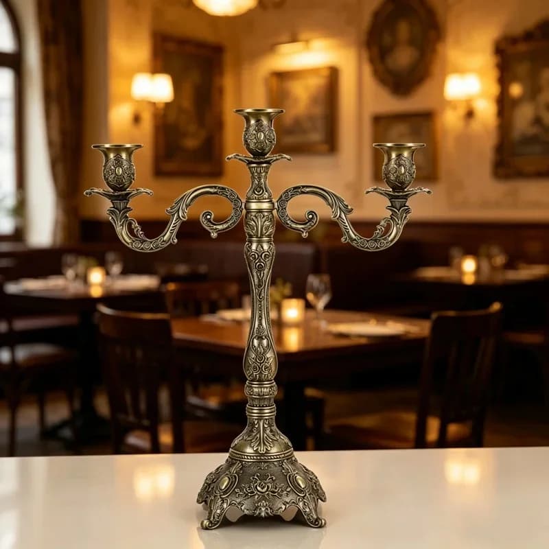 Portacandele Classico in Metallo Bronzato, Supporto per Candele per Matrimoni, Ristoranti, Cene a Lume di Candela, Accessori per la Decorazione Quotidiana della Casa