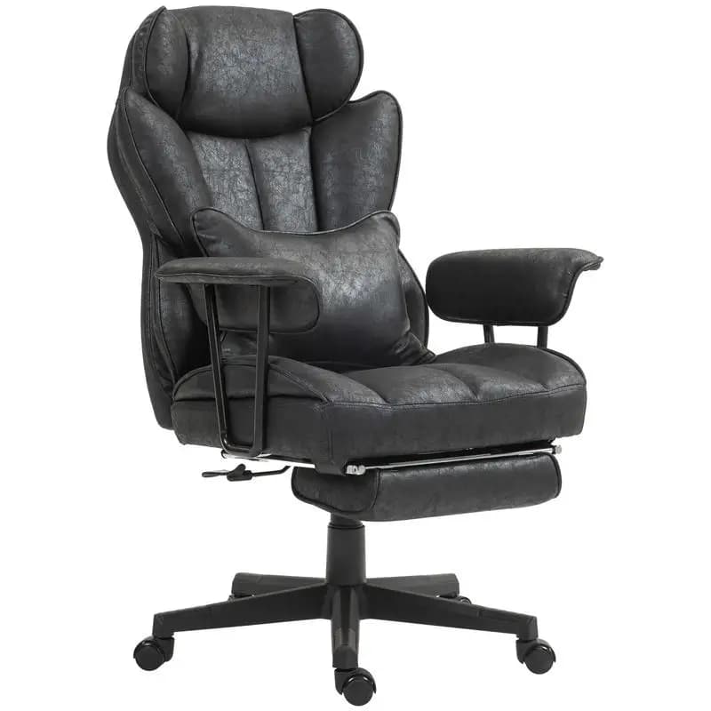 Big and Tall Office Chair with Foot Rest, 400LBS High Back Desk Chair with Padded Armrests, Lumbar Support, Black