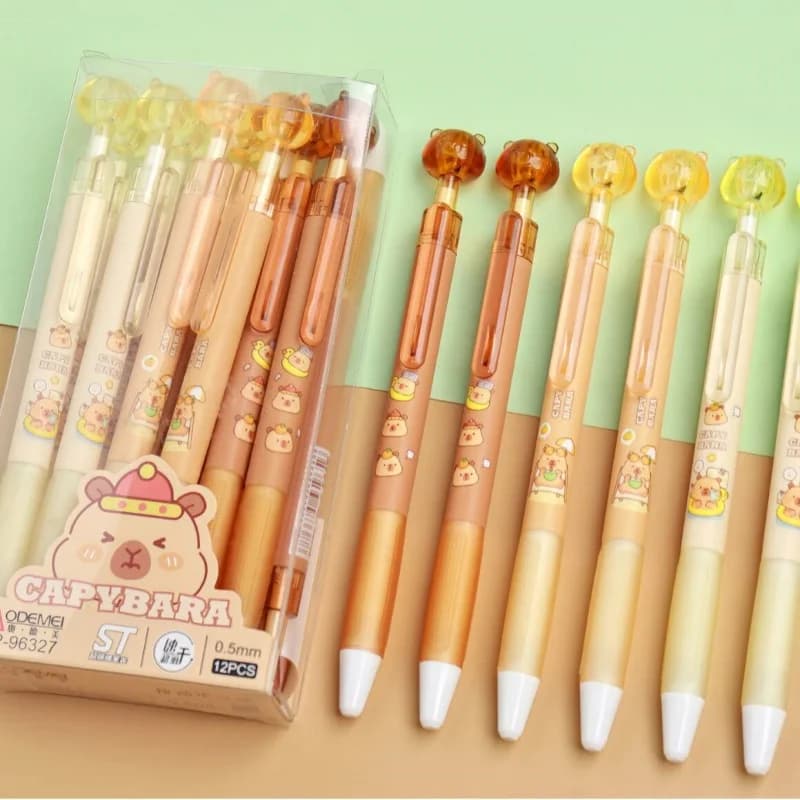 36 pc /LOT creativo CAPYBARA GEL PEN carino 0,5 mm inchiostro nero penna neutra penna regalo cancelleria ufficio scolastico