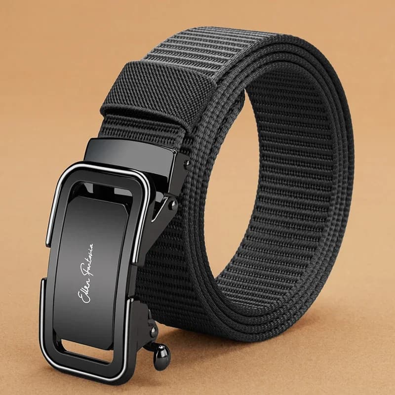 Cintura da uomo alla moda, Cinture firmate da uomo Fibbia automatica in lega, Cintura in tela, Cintura sportiva, Cintura automatica di grandi dimensioni 110-160 cm