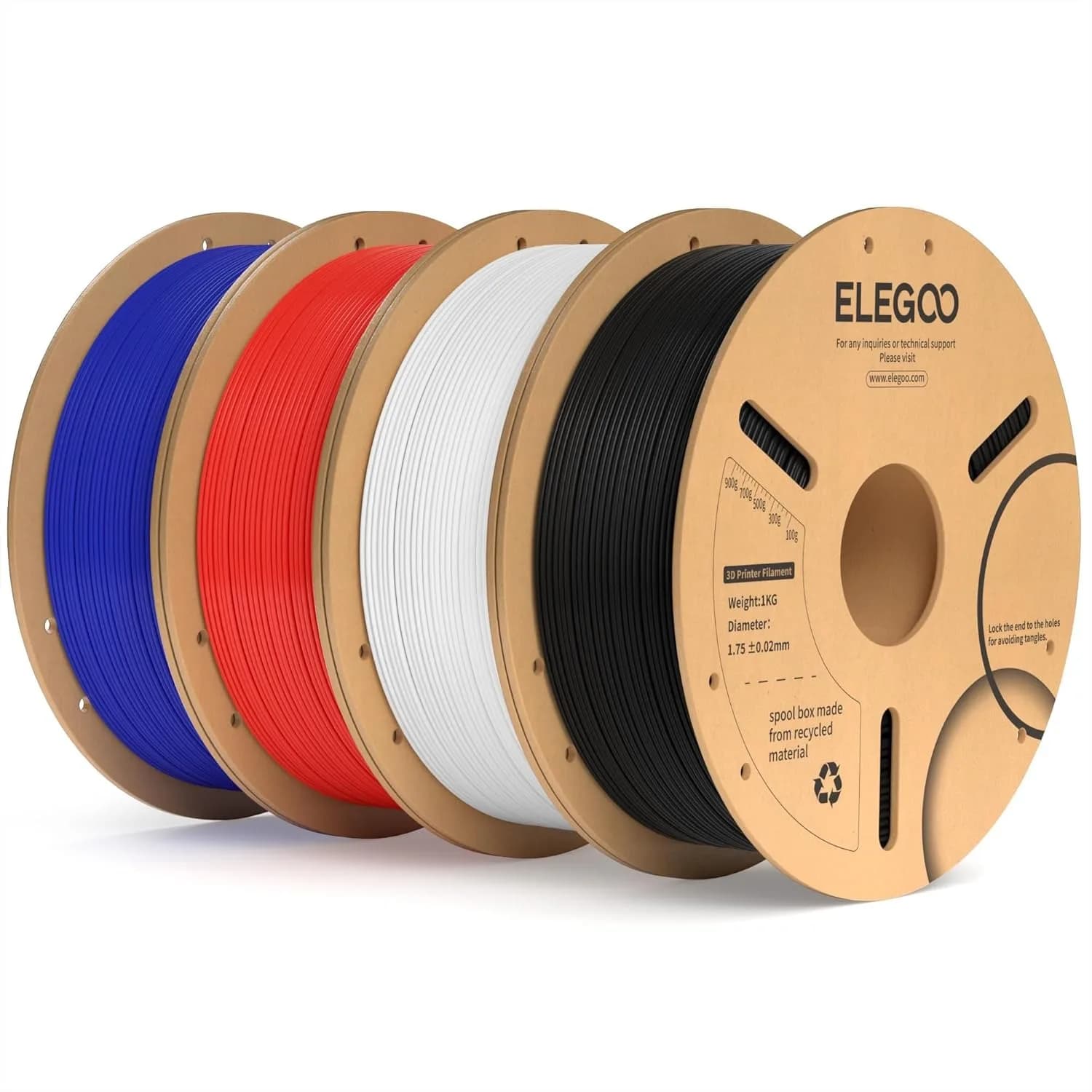 Filamento PLA Plus 1.75mm Confezione da 4KG, Filamento Resistente per Stampante 3D con Precisione Dimensionale +/- 0.02mm, 4 Bobine da 1kg per la Maggior Parte delle Stampanti 3D FDM