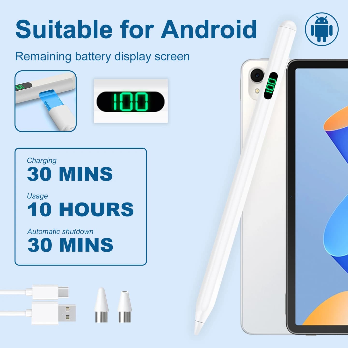 Stilo Magnetico Universale per Tutti i Tablet e Telefoni Android, Ricarica Rapida, Batteria a Lunga Durata, Riconoscimento dell'Inclinazione, Scorrimento ad Alta Precisione