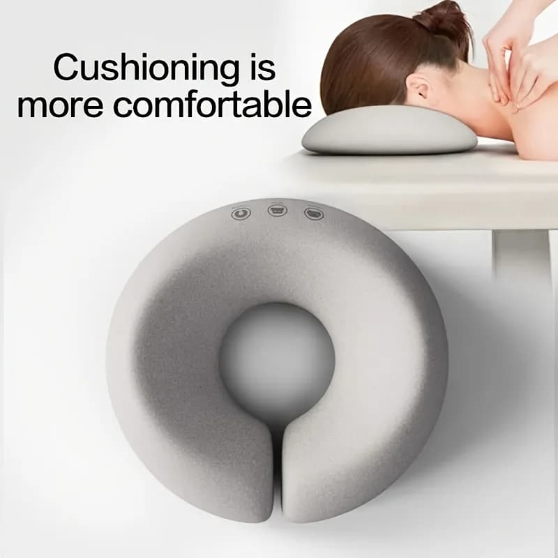 Cuscino ergonomico grigio per il viso e il collo, con supporto facciale, chiusura con cerniera, lavabile solo a secco, multiuso per la casa