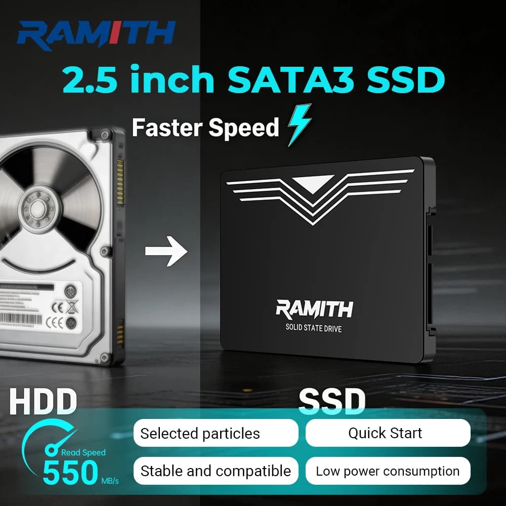 RAMITH 2.5 SATA3 SSD 128GB 120GB HDD Unità a stato solido 128 GB 120 GB Disco rigido interno SATA 3 ad alta velocità per PC portatile Desktop