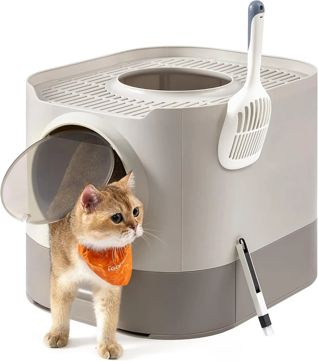 Lettiera per Gatti con Coperchio, Lettiera Chiusa XL con Vassoio Estraibile, Paletta, Spazzola, Anti-Tracciamento, per Gatti di Diverse Taglie