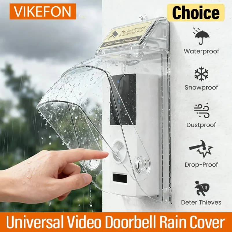 VIKEFON Universal Video Doorbell Rain Cover PC Impact Resistant Rotating Shield Outdoor Anti Theft Protector Anti theft reminder