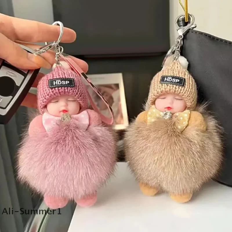 【E】 Portachiavi per bambini addormentati Portachiavi per bambole in peluche soffici e carini Borse per ragazze da donna Portachiavi Portachiavi per auto Regalo Decorazione affascinante