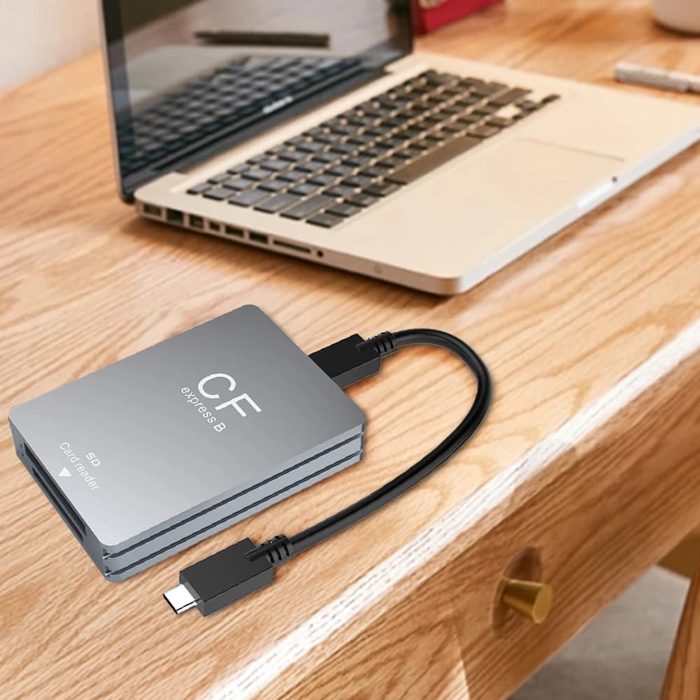 Lettore di schede 2 in 1 CFexpress Tipo B e SD con cavo USB C a USB C/A, supporto per Android/Windows/OS per fotocamere SLR