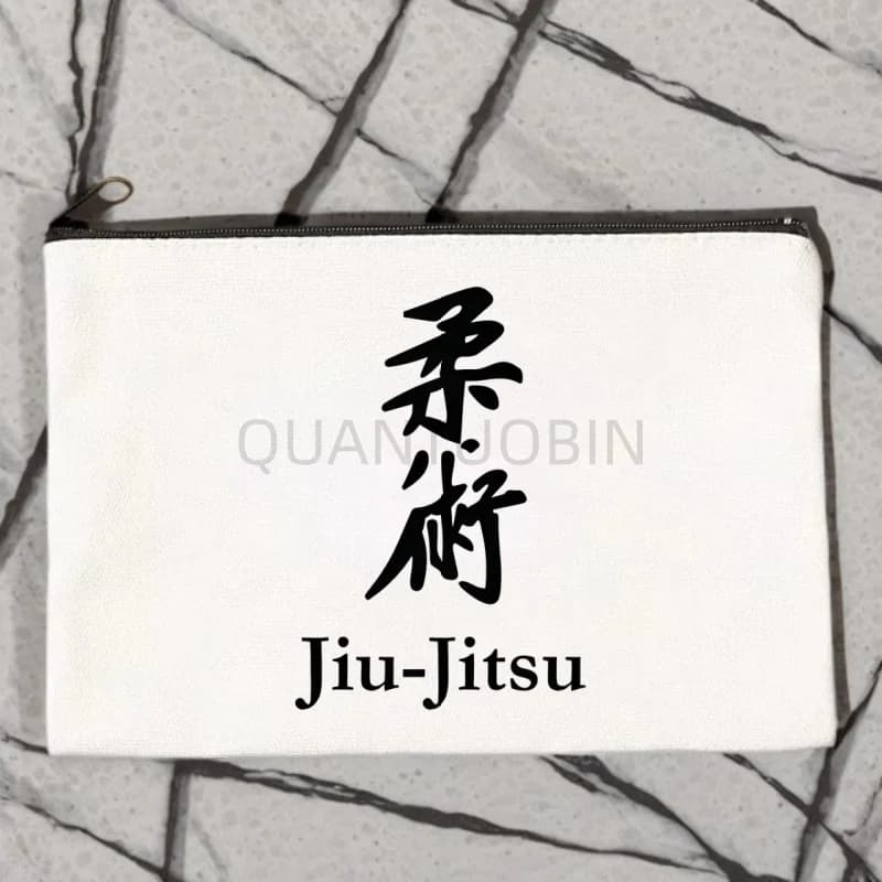 Borsa per il Trucco con Stampa Jiu Jitsu Rashguard e Murder Yoga, Organizer da Viaggio per Articoli da Toeletta, Pochette Femminile in Tela con Cerniera, Borsa Cosmetica, Miglior Regalo