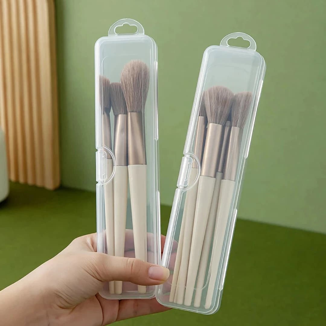 Scatola portaoggetti portatile per pennelli per trucco da viaggio, riutilizzabile, antipolvere, per cosmetici, astuccio per matite per sopracciglia, eyeliner in plastica trasparente