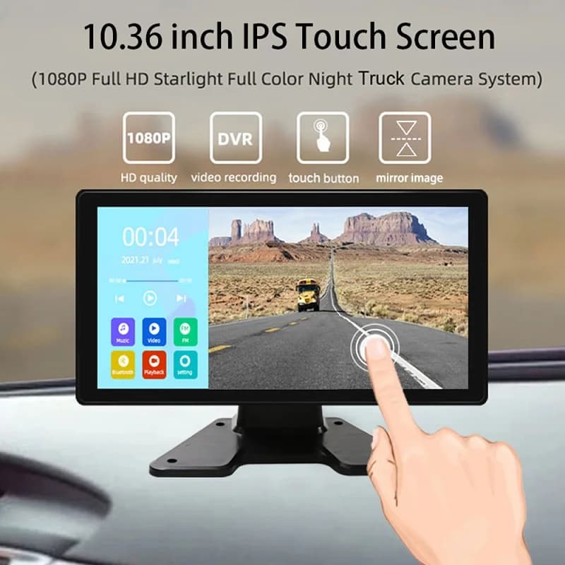 Touch Control Connection screen BLE Mobile phone Mirror Link 4CH 4K Ultra HD Dash Cam for 10.36 inch car truck