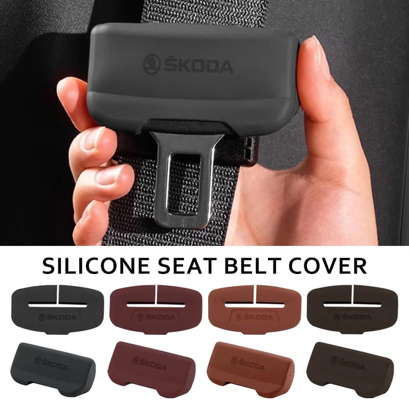 For Skoda Car Seat Belt Buckle Silicone Anti-Scratch Protector Cover VRS Octavia 1 2 3 A7 A5 Fabia Rapid Superb Yeti