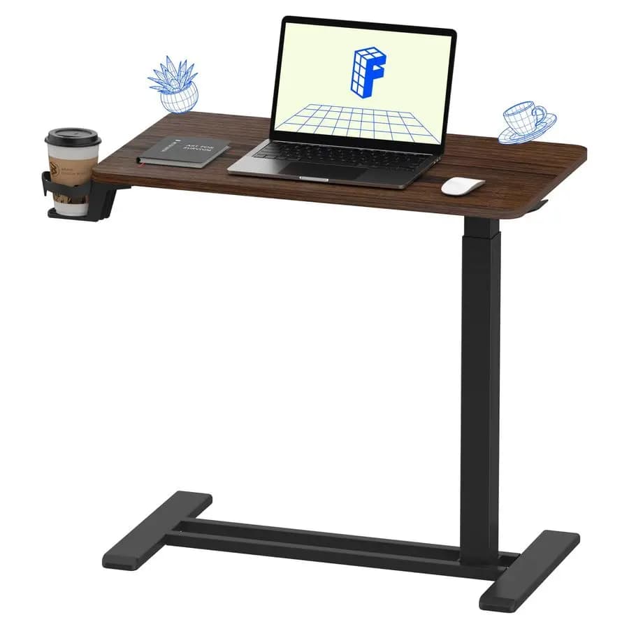 Tavolino da Letto H7 Regolabile con Ruote, Scrivania Mobile Pneumatica, Supporto per Laptop, Carrello per Computer, Tavolo Spostabile