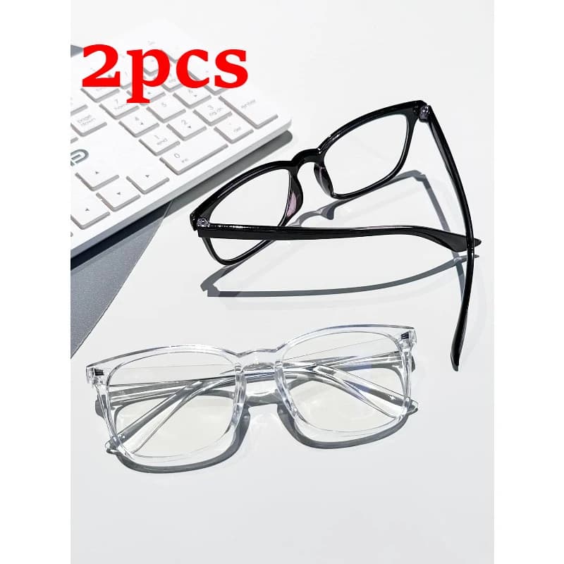 2 pezzi/set occhiali anti luce blu per donna e uomo, montatura quadrata, occhiali da lettura per computer, occhiali alla moda con montatura leopardata e nera, ottimi!