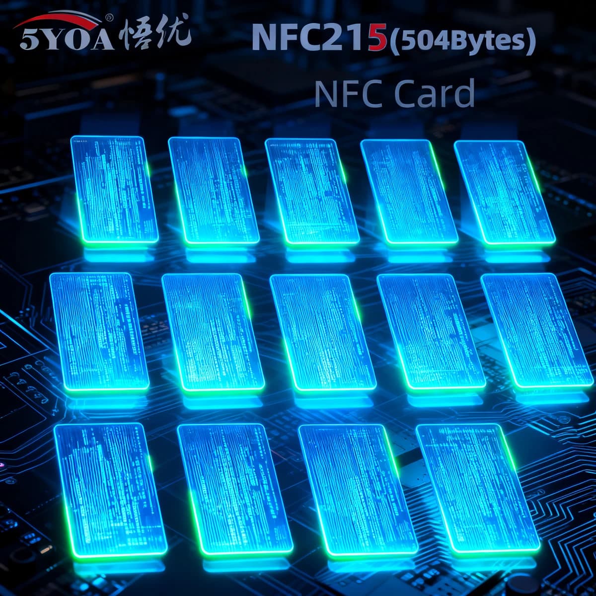 5YOA 100 pezzi Carte NFC Ntag215 13,56 MHz ISO IEC14443A Portachiavi in PVC impermeabile Monete 25 mm per controllo accessi e pagamenti mobili