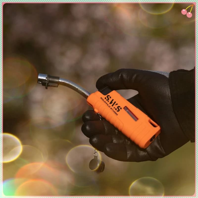 Accendino butano retrattile impermeabile con finestra a gas visibile Accendino per sigari a gas portatile gonfiabile per campeggio all'aperto