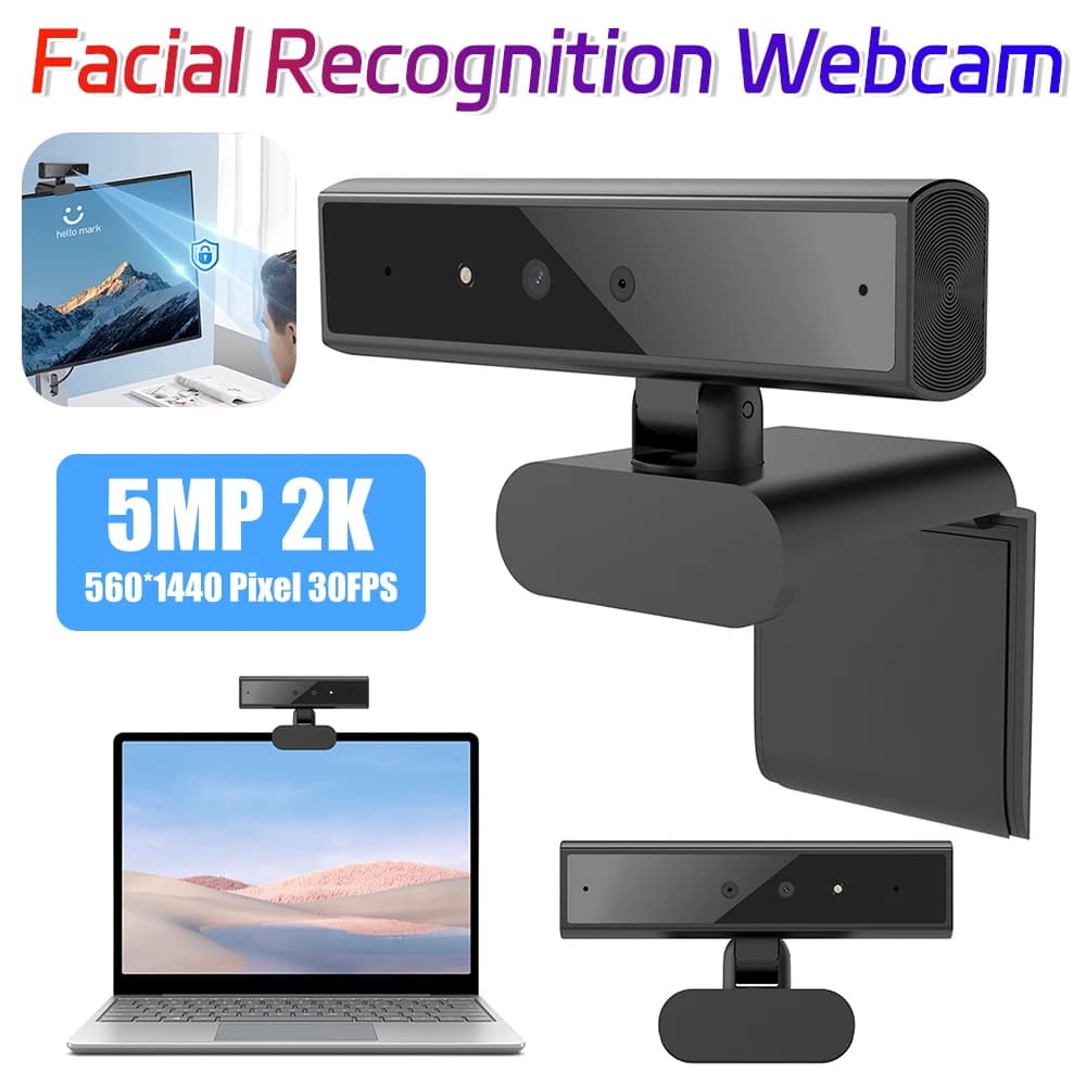 Identification Login Web Camera for Windows Hello with Base USB Computer Webcam Detachable Web Camera for Streaming Conferencing