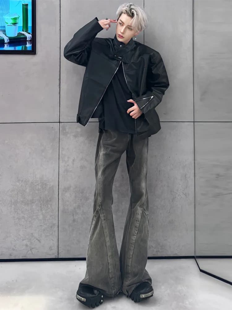 Retro American Faded Gradual Bell Bottom Jeans Men Women Slimming Cleanfit High Waist Denim Pants Youth Trendy Straight Leg J...