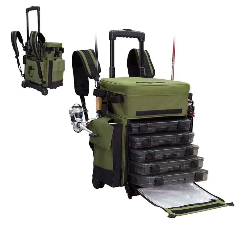 Outdoors Large Rolling Fishing Tackle Box Man Portable Fish Hook Bait Bag With Wheels Waterproof