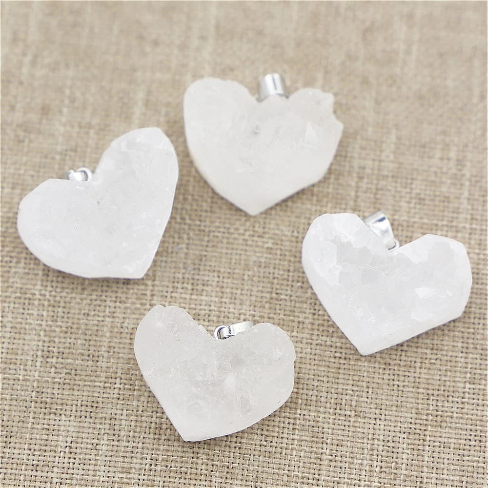 Ciondolo in Cristallo di Pietra Naturale Premium a Forma di Cuore, Ciondolo in Minerale Grezzo Originale, Accessori per Gioielli Fai da Te, Collane, Orecchini, Charm per Borsa, 1 Pezzo
