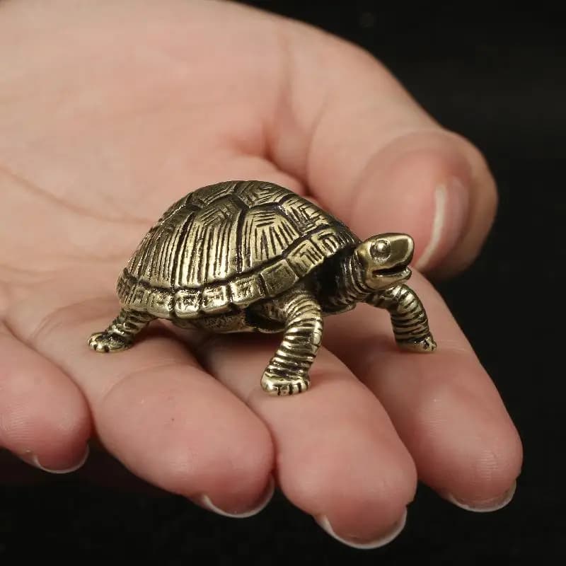 ❤️ Pure Copper Turtle Statue Vintage Brass Tortoise Figurines Desktop Feng Shui Ornament Miniatures Antique Tea Pet Crafts Gifts