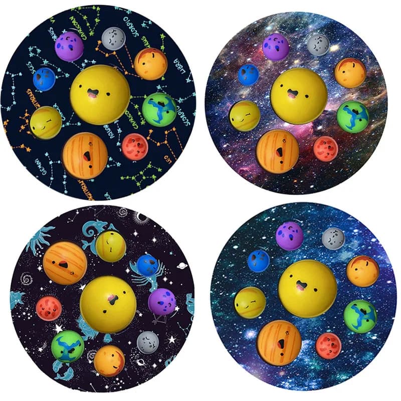 Otto pianeti fossetta Push Bubble Fidget Toys bambino autismo sensoriale ha bisogno di giocattoli antistress Squishy per bambini per regalo per bambini