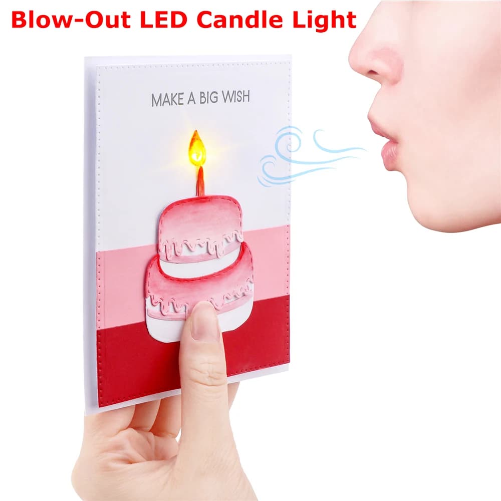 3pcs/set Blow-Out LED Candle Light for Light-Up Birthday Card DIY Scrapbooking Paper Gift Card Shaker Card Making Supplies