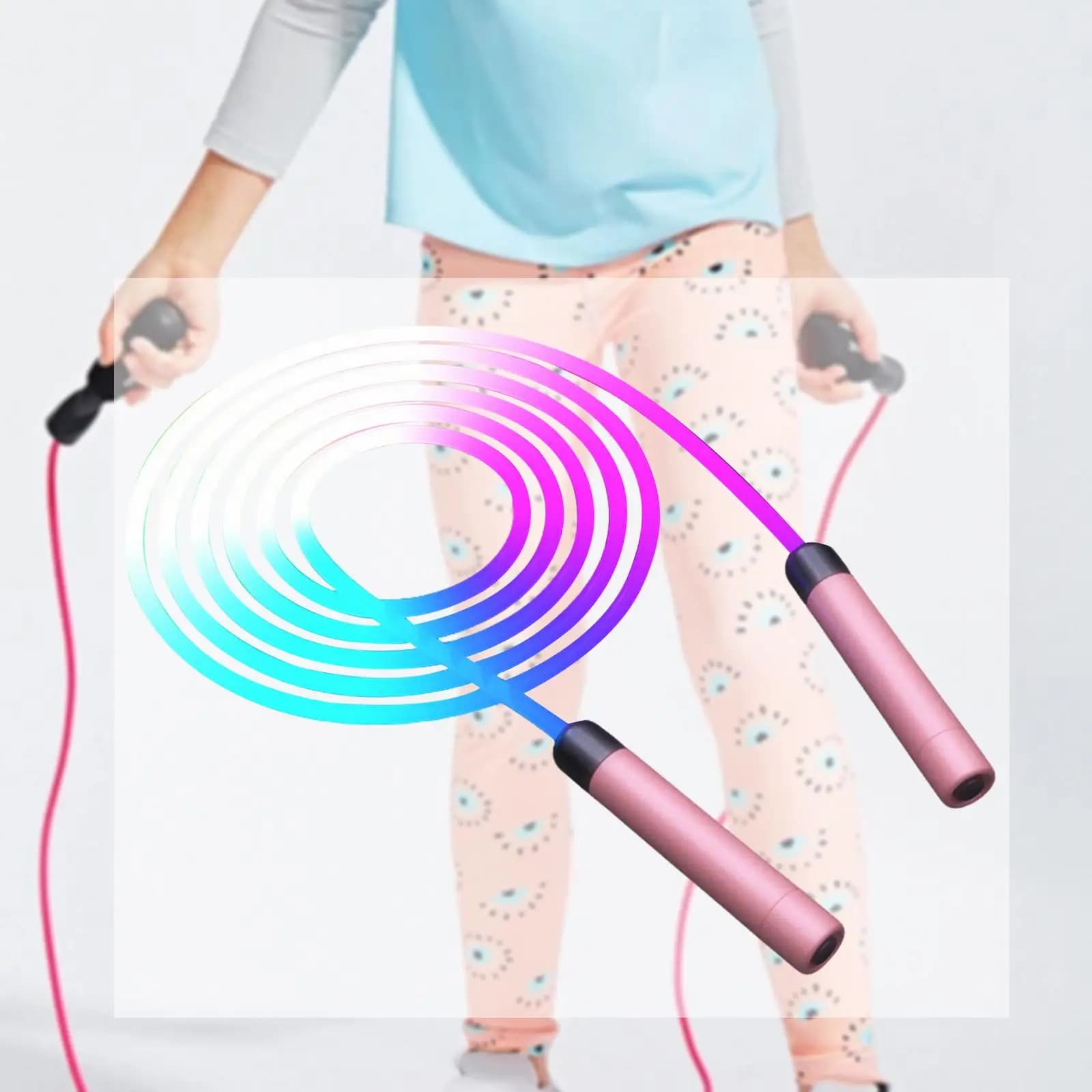Jumping Racing for children with changing light, multifunctional toy, jump rope for exercises, for playground, interior, girls, boys, outdoor gym