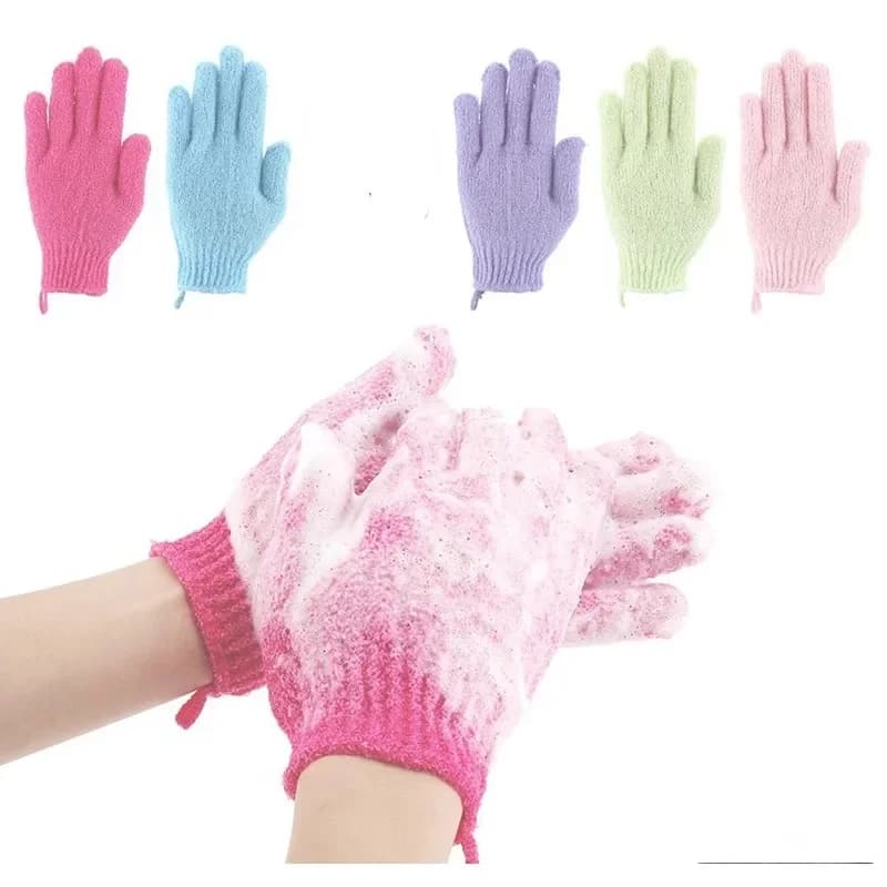 Pack of 2 exfoliating bath gloves - Massage gloves for body and skin, high-strength moisturizing washed sponge