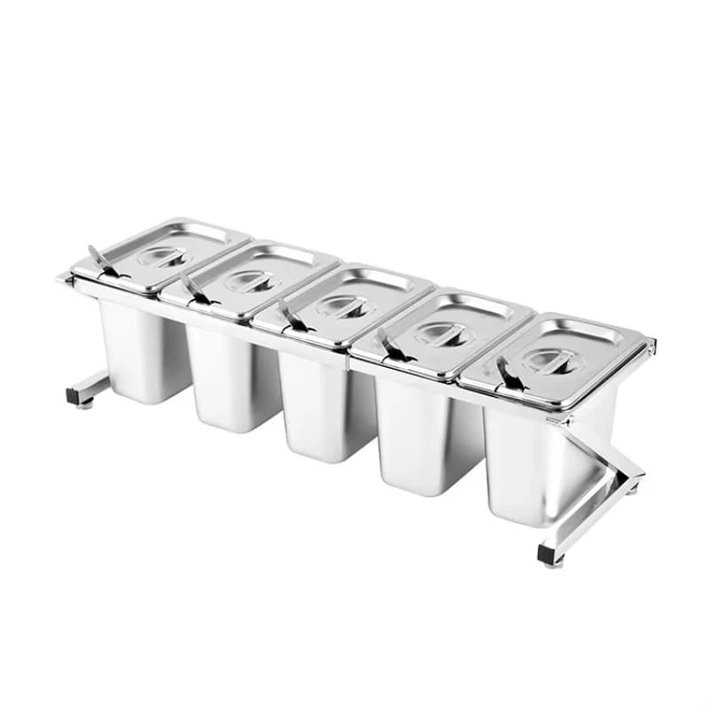 Stazione di Preparazione Insalata di Frutta per Ristoranti, Forniture da Cucina in Metallo, Set di Accessori per Condimenti, Scatola per Condimento alla Vaniglia, Set di Accessori per Bevande