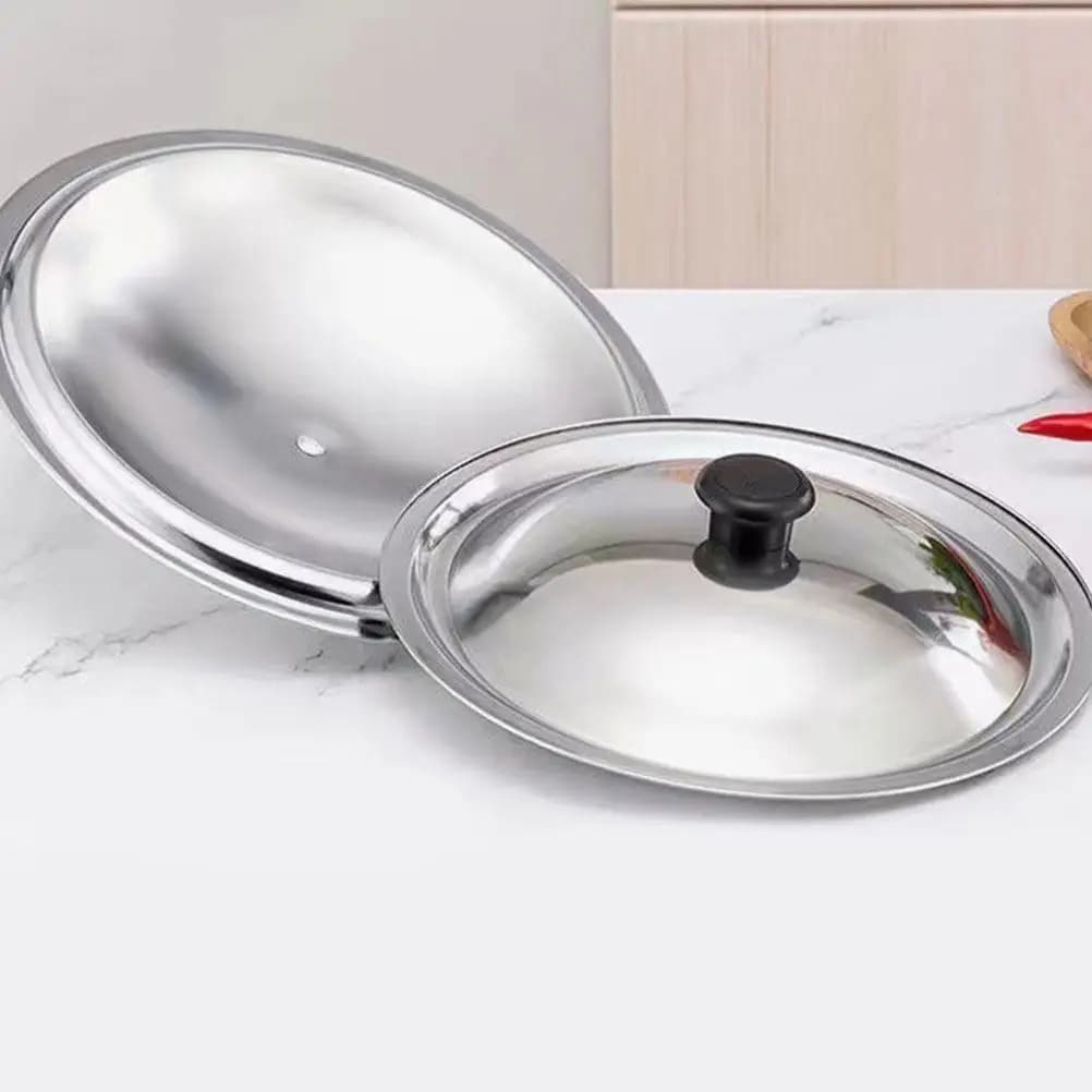 Stainless Steel Pan Lid Replacement Bakelite Handle Universal Cover for 30Cm Skillet Frying Pot Lid Cover for Pot