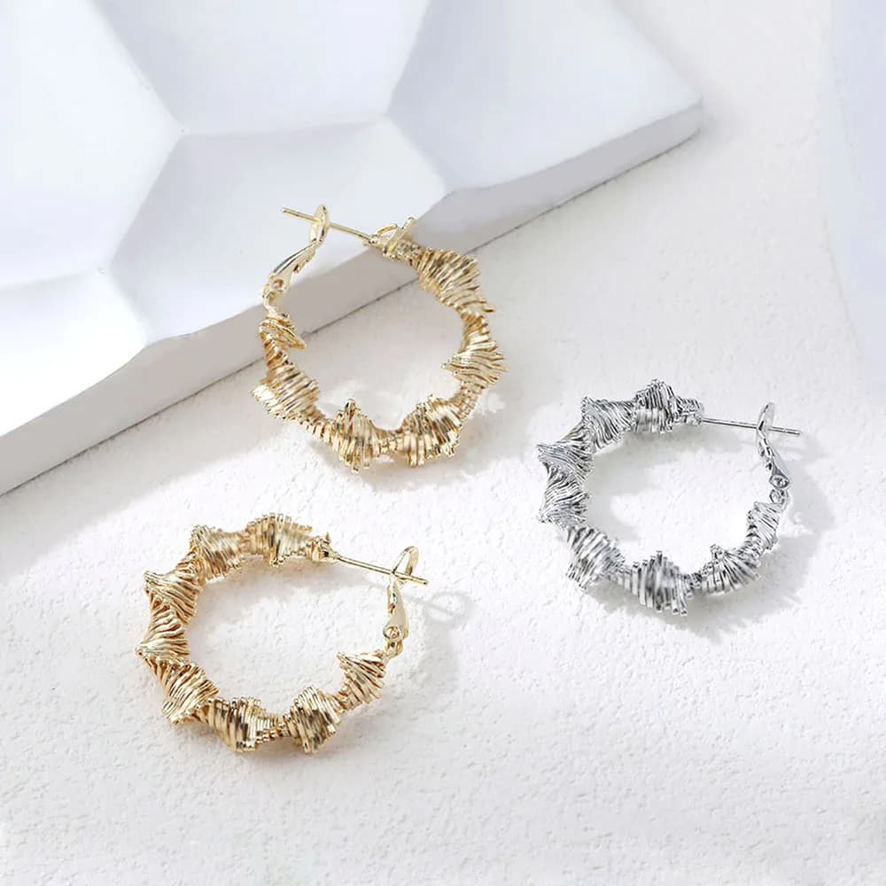 4 button earrings with delicate woven design for jewelry creation, 14k gold plated brass diy earrings, 32 mm accessories