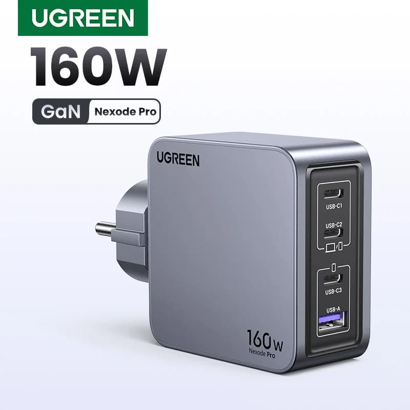 【KR Plug】UGREEN Caricatore GaN da 160 W PD3.1 QC4.0 3.0 Ricarica rapida per MacBook Pro Laptop Caricatore GaN USB per iPhone 16 Xiaomi Tablet