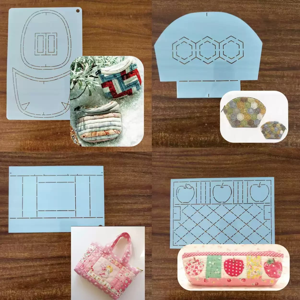Quilting Template Set | Reusable Soft Stencil for DIY Pencil Case, Shell Bag, Storage Pouch | Sewing Guide & Pattern