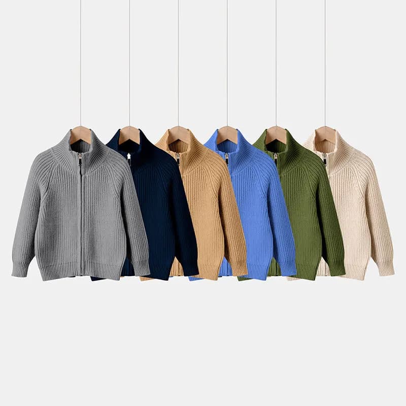Nuovi Stati Uniti Europa Stati Uniti Giacca da maglione con cerniera in linea di cotone con ago spesso per bambini Ragazzi Ragazze Cardigan lavorato a maglia per bambini