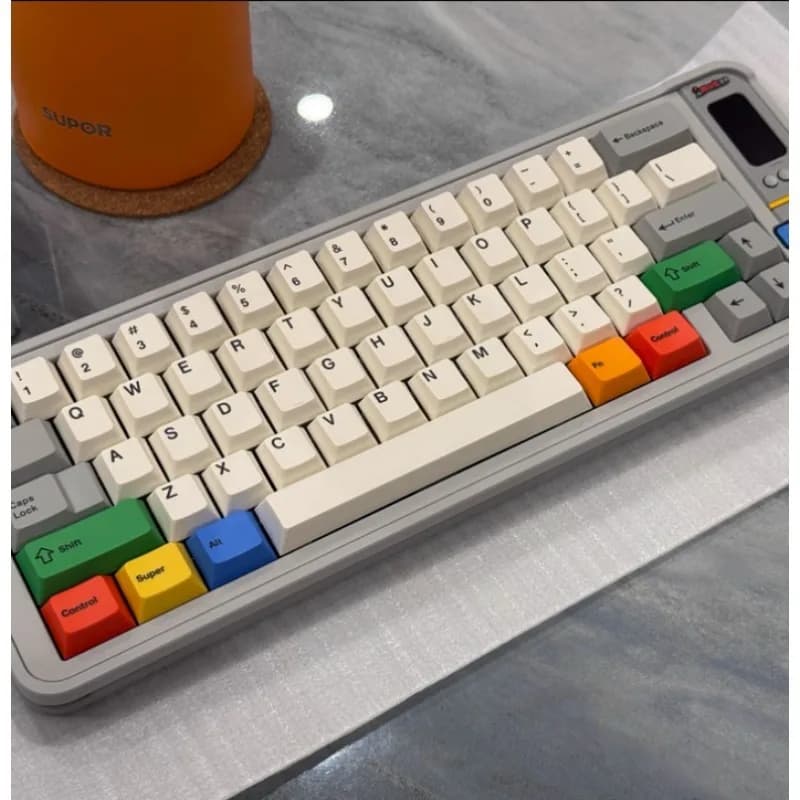 JKDK Set di copritasti per pianoforte grigio chiaro e bianco - Profilo OEM a sublimazione del colore PBT per tastiere meccaniche personalizzate con layout 68/980/87
