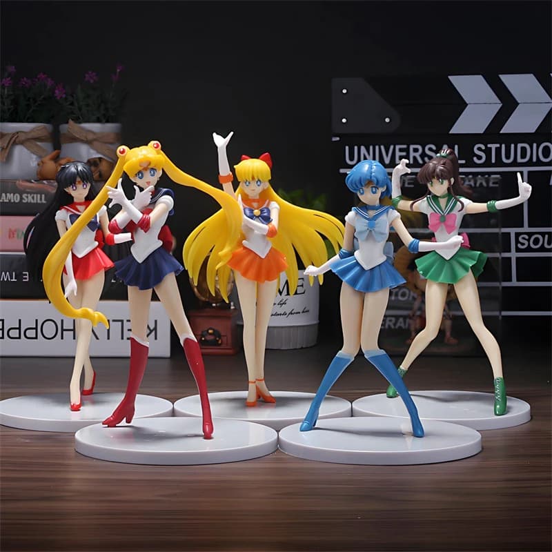 5Pcs/Set Sailor Moon Anime Figure Toys Mizuno Ami Tsukino Usagi Hino Rei Aino Minako PVC Action Figurine Model Dolls Gift Kids