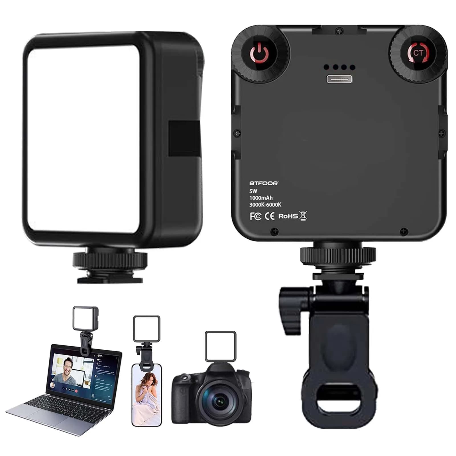 Luce video a LED Fotografia portatile sulla fotocamera 3000K-6000K Illuminazione bicolore Scarpa fredda per fotocamera DSLR Videocamera Gopro Vlog