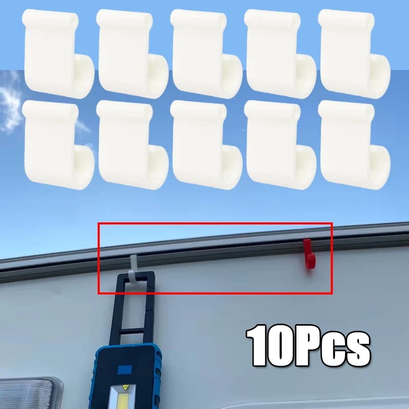 10 Pieces Multipurpose Camping Tent Hooks, Caravan and Camper Corda Light Clips, Tent Hooks, Clips for Hanging Dresses, Light Hook