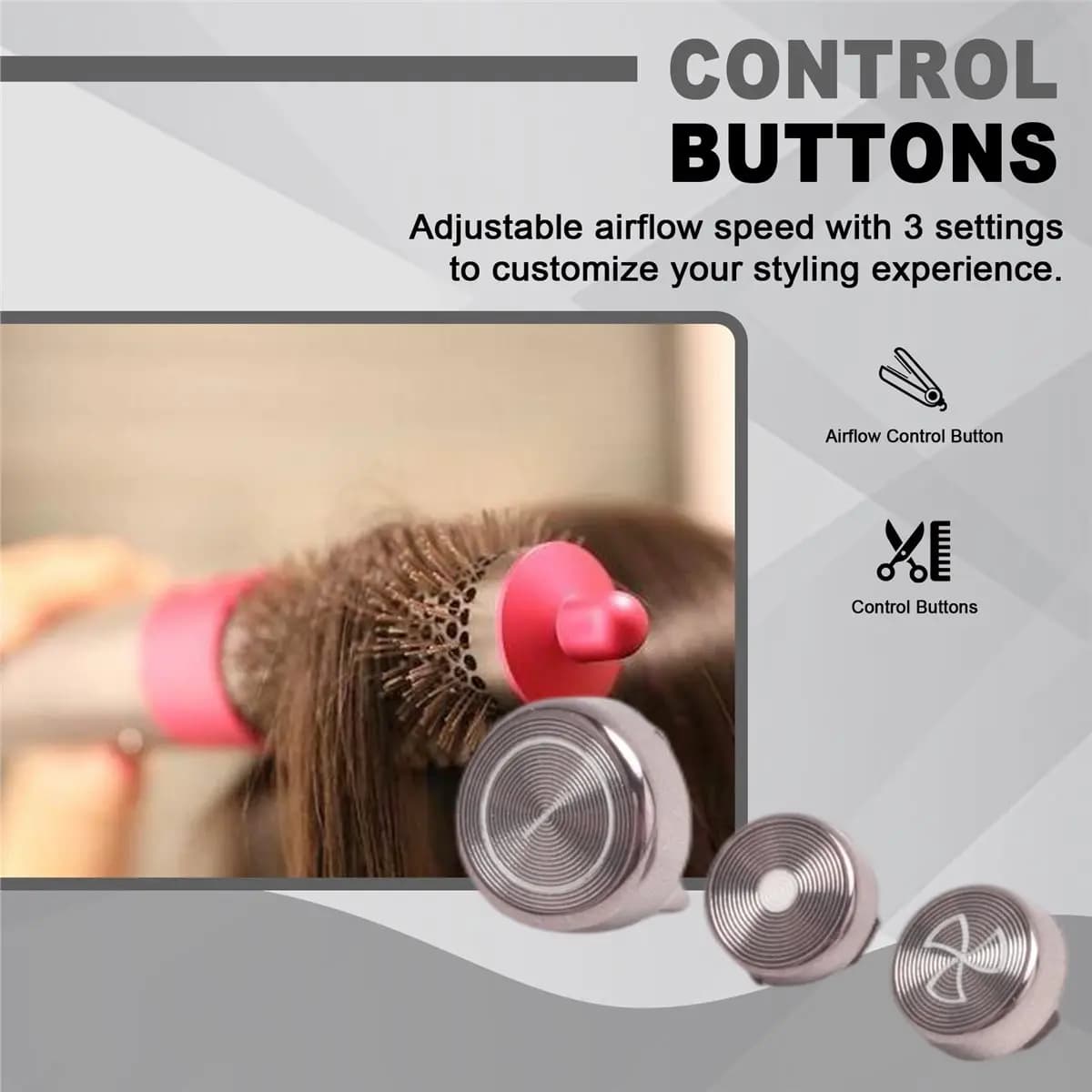 (HOPE) Set di 3 Pulsanti di Controllo per Styler per Capelli Dyson Airwrap con Funzione Cold Shot, Accessori di Riparazione