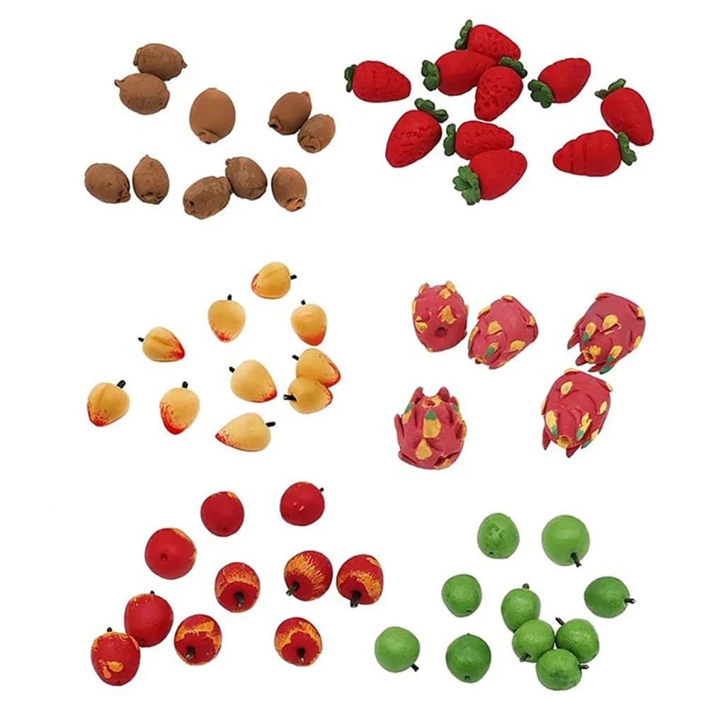 10/5 Pz 1/12 Casa Delle Bambole In Miniatura In Resina Frutta Mini Mela Fragola Modello Giocattolo per la Casa di Bambola Accessori Decorazione ob11 bjd
