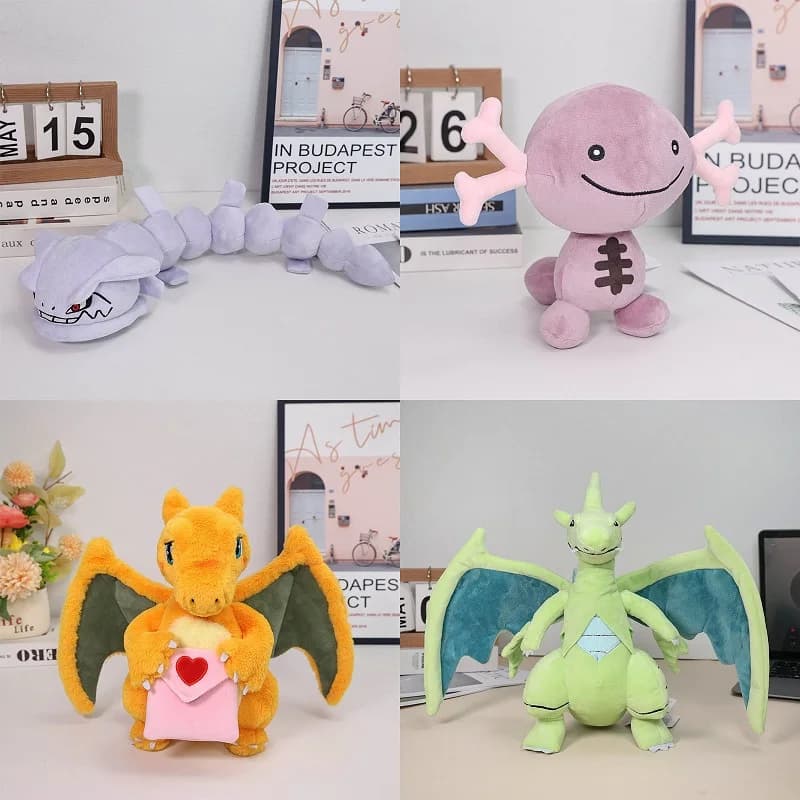 Pokemon Legends Wooper Charizard Plush Anime Cartoon Doll Soft Steelix Larvitar Plushie Stuffed Animals Toy Kids Birthday Gifts