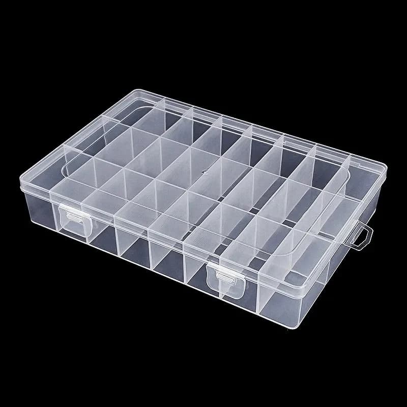 Transparent 24 Grid Storage Boxes: Multipurpose Organizer for Hardware Buttons, Fishing Tools, Jewelry, Accessories and Stationery