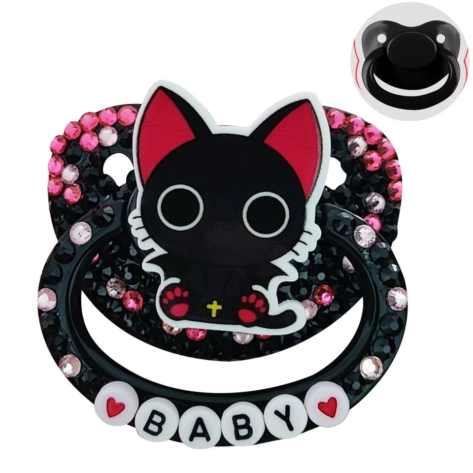 DDLG Ciuccio in silicone per adulti con design a carrello nero carino per alleviare lo stress Ciucci in silicone per autisti