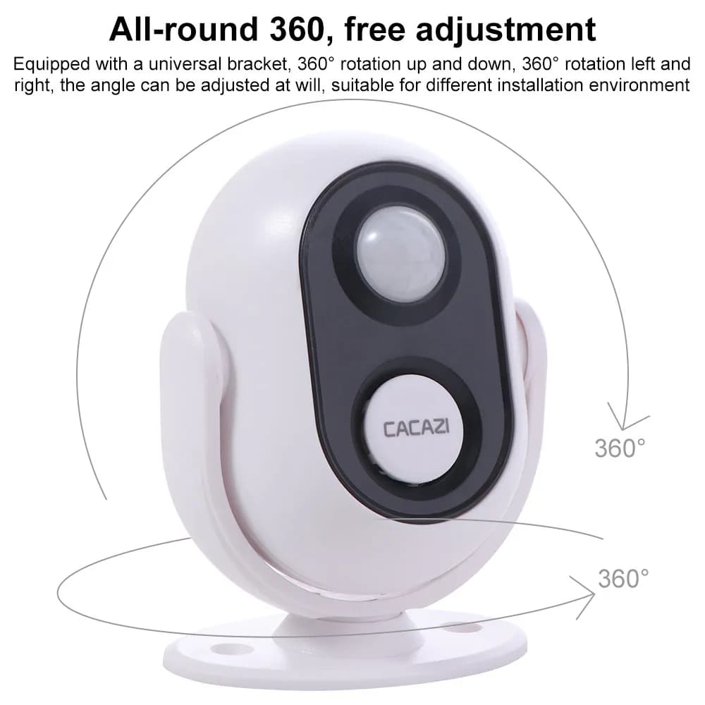 Sensore elettronico per porta con rotazione a 360 gradi, campanello di benvenuto multilingue, sensori di movimento, impermeabile, antifurto