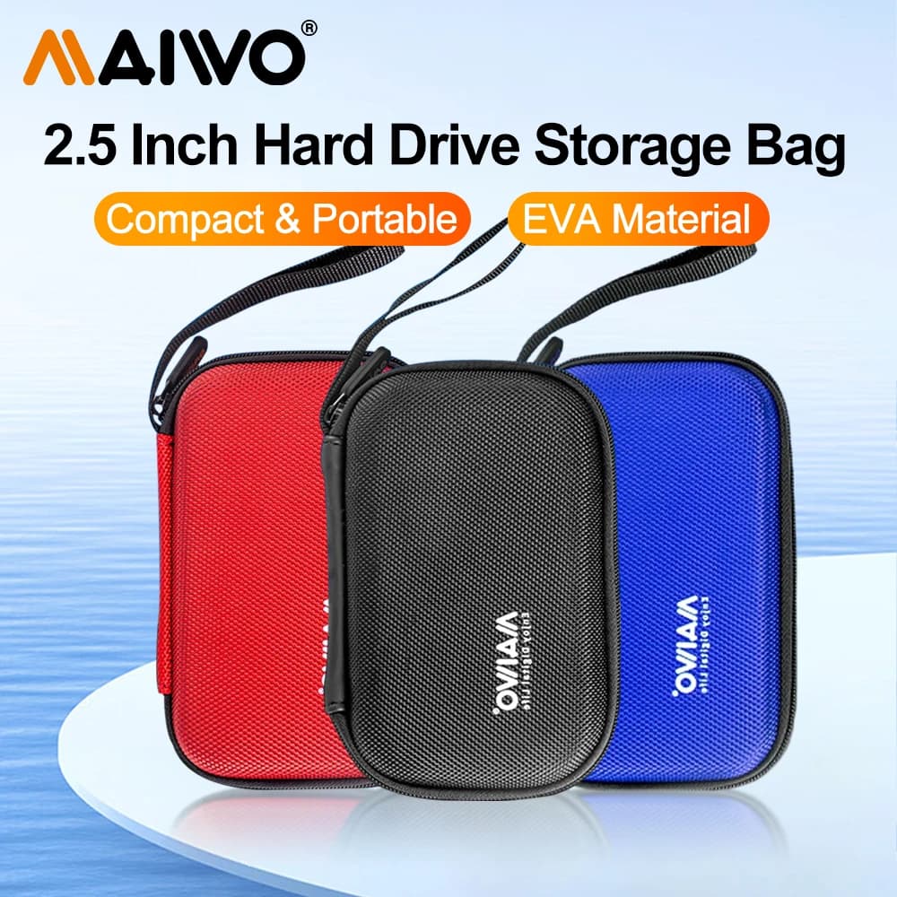 MAIWO Custodia per disco rigido portatile da 2,5 pollici per HDD portatile Custodia per scatola per HDD portatile esterna Protezione per riporre oggetti Nero/Rosso/Blu