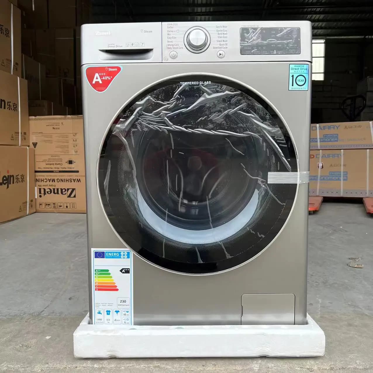 Lavatrice elettrica completamente automatica da 10,5 kg Lavatrice di grande capacità per uso domestico a tubo singolo con carico frontale
