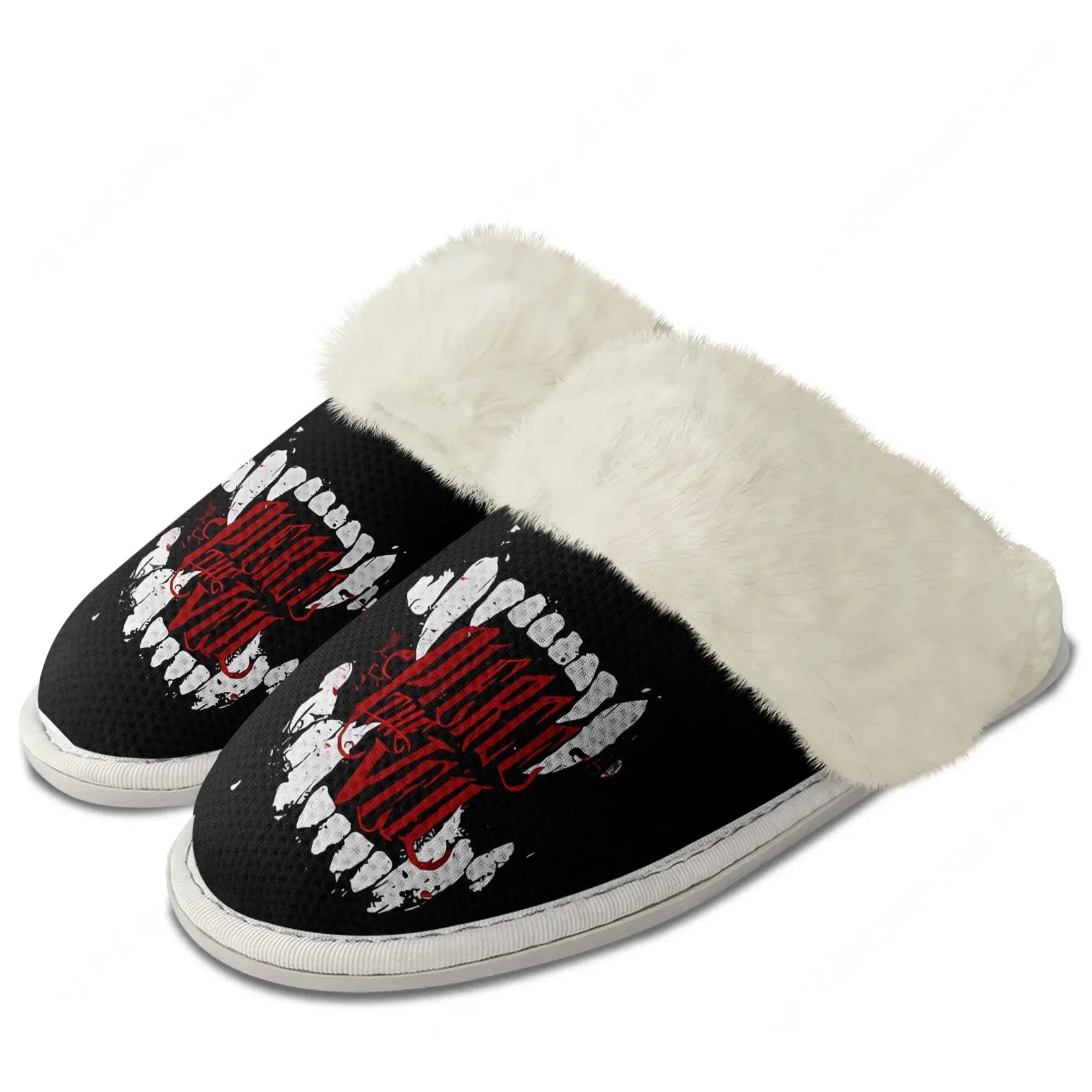 Rock Band Pierce The Veil Plush Slippers Keep Warm Shoes Mens Womens Home Cotton Bedroom Customized Thermal Lightweight Slipper